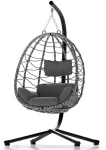 Juskys Kabantis kiau&scaron;inio formos krėslas Aria su stoveliu 95x95x196 cm tamsiai pilkas