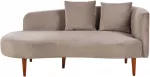 Sofa Beliani De&scaron;ininės pusės &scaron;ezlongas CHAUMONT veliūrinis smėlio pilkos spalvos
