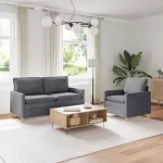 Sofa Sofos komplektas 2 vnt. &Scaron;viesiai pilka Poliesteris