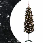 Dirbtinė siaura kalėdinė eglutė su žaisliuku 120 cm 150 LED