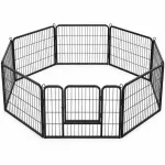 Metalinis aptvaras gyvūnams su durelėmis, 8 dalių, juodas, 60 cm (Nemokamas pristatymas)