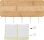 Buachois sieninis raktų laikiklis su 5 kabliukais, 18,5 x 10 x 3,5 cm, lipnus medinis sieninis organizatorius, raktų pakaba prie&scaron;kambariui, koridoriui, namams, biurui