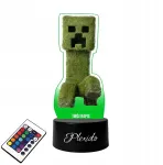 Platinet Lempa ant stiklo uv Creeper Minecraft animacinis filmas led + nuotolinio valdymo pultas 16 spalvų