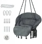 Bathonly pakabinamas krėslas macrame boho cotton iki 150kg, tamsiai pilkas