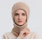 Yamee moteri&scaron;ka flisinė balaklava, žieminė kepurė su &scaron;aliku, megztos kepurės ir &scaron;aliko komplektas, &scaron;ilta žieminė slidinėjimo kepurė, veido kaukė sportui lauke