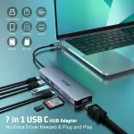 Usb-c &scaron;akotuvas 7-in-1 su Hdmi, 100w Pd, 2x Usb-a 3.0, Usb-c 3.0, Sd/tf