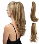Noah Ncdshair Garbanota uodega, prisegami plaukai, poni uodegos, plaukų priauginimas, kuodelis 50 cm, mi&scaron;rus rudas
