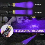 Darkdawn žibintuvėliai uv 395nm &scaron;viesos usb įkraunamas ultravioletinis led juodos &scaron;viesos žibintuvėlis mini woodsche lempa su priartinimu, detektorius naminių gyvūnų &scaron;lapimui, gintarui, urano stiklui, dervos kietinimui, 2 vnt.