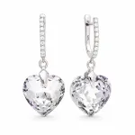 Diamond Sky Jewelry Sidabriniai auskarai moterims DiamondSky &bdquo;Romantic Heart III R&ldquo; su Swarovski kristalais