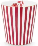 Porcelianinis puodelis Pip Studio Royal, raudonas ir baltas dryžuotas, 230 ml