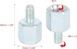 F Fierce Cycle 5 dalių 10 mm Rh į 6 mm Rh galinio vaizdo veidrodėlio adapteris sidabrinis motociklui dviračiui