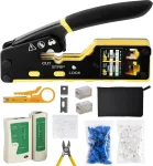 Henshow Rj45 užspaudimo įrankių rinkinys, profesionalus tinklo įrankis su 50 x cat5 cat6 lan ki&scaron;tukais, tinklo testeris, užspaudimo įrankis rj45 užspaudimo replės jungtims