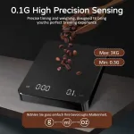 Virtuvinės svarstyklės Skaitmeninės kavos svarstyklės, mini kavos svarstyklės su laikmačiu ir led ekranu, 3kg / 0,1 g didelio tikslumo įkraunamos kavos svarstyklės, espresso kavos ruo&scaron;imo svarstyklės, kepimo virtuvės svarstyklės, espresso svarstyklės