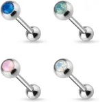 Tapsi's Coolbodyart&reg; liežuvio auskaras, &scaron;tanga, nerūdijantis plienas 316l, chirurginis plienas, 16 mm, opalas