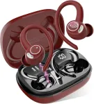 Bluetooth sportinės ausinės, į ausis įdedamos ausinės, belaidės bluetooth 5.3 su hd mikrofonu, i&scaron;skirtinis garsas, 40 valandų grojimo laikas, patogus prigludimas, dvigubas led ekranas, ip7 vandeniui atsparios ausinės su ausų kabliukais, raudonos