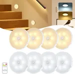 Naktinė lemputė su judesio davikliu, 8 Led lempučių rinkinys su judesio davikliu patalpoms, 3 režimai Auto/on/off Usb įkraunama laiptų lemputė, spintelės lemputė, baterijos lempa, nuotolinis valdymas koridoriui, laiptams, spintai