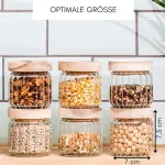 Econovo&reg; stikliniai indai prieskoniams (150 ml, 6 vnt.), sudedami vienas ant kito ir sandarūs, prieskonių indelių rinkinys su dangteliu, stiklainiai, stiklinės talpos maistui ar prieskoniams, dideli ir maži