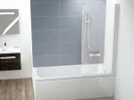 Vonios sienelė Ravak Chrome, CVS1 80 D, balta matinė+stiklas Transparent