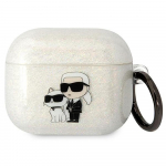Apple AirPods 3 Karl Lagerfeld Gliter Karl&Choupette (KLA3HNKCTGT) ausinių dėklas skaidrus