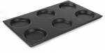 Aliuminio padėklas GN 1/1 su apvaliomis formomis, 125 mm, nepridegančia danga, 530x325 mm Hendi 808757
