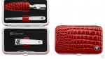 ZWILLING CLASSIC INOX Rinkinys kelioninis - raudonas odinis dėklas, 3 elementai