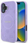 Guess Saffiano Peony Stamp MagSafe Apple iPhone 16 dėklas telefonui violetinės spalvos