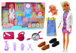 Lean Toys Lėlė Anlily su priedais: gydytoja, kirpykla, virėja