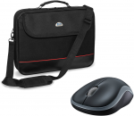 Pedea "Trendline" 15,6", juodas + Logitech M185, kabellos, grau [juodas/raudona], Wasserabweisendes Nylon, Gepolsterter Rahmen