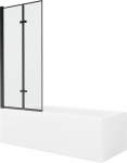 Vonia Mexen Cubik su apdaila ir stiklo sienele, 150x70 cm + 80 cm (II), Baltas+Juodas frame