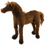 Lean Toys Tamsiai rudas pliu&scaron;inis arklys, 40 cm x 37 cm