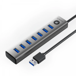 Orico CL7U-U3 hub 7x USB-A 3.0 + USB-C 5V/3A 1m - pilkos spalvos