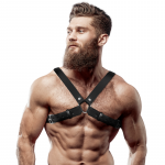 Fetish Submissive Attitude Eco-Leather Adjustable Bulldog Chest Harness Juodas