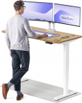 Elektrinis reguliuojamo auk&scaron;čio stalas Desktronic HomePro Ąžuolo masyvas/Baltas, 140x70cm, Dvigubas motoras, USB ir USB-C įkrovimo lizdai