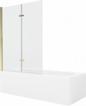 Vonia Mexen Vega su apdaila ir stiklo sienele, 160x70 cm + 120 cm (II), Baltas+Gold/Transparent