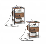 Bonideco Select Rinkinys i&scaron; 2 naktinių staliukų 40x40x55cm., rudos/juodos spalvos