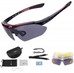 Rockbros 10001 Polarized Cycling Glasses - Juodas and Raudona
