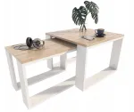 I&scaron;traukiamų stalų komplektas kavos staliukas svetainei Loft ARTISAN Baltas