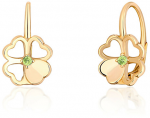 JVD Auksuoti auskarai Keturlapis dobilas su žaliu cirkoniu SVLE1515XH2GO00