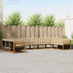 Lauko sofos komplektas su pagalve 10 pcs Natūralus ir bežinis