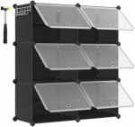Songmics Batų stovas 82x32x92 cm Juodas plastikinis laikymo sprendimas