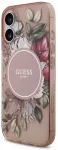 Guess IML Flowers Strap MagSafe dėklas, skirtas iPhone 17, rožinis