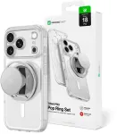 AmazingThing Titan Pro Pop lę&scaron;ių dėklas iPhone 18 Pro su fotoaparato dangteliu, laikikliu ir stovu, suderinamas su MagSafe &ndash; permatomas