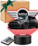 Plexido Lampka Nocna LED 3D Mini Cooper S Personalizowana Imię Prezent Fana MINI