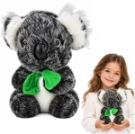 Lean Toys Plush Koala Bear with Žalias Scarf &ndash; Pilkas Cuddly Toy/Mascot (22 cm)