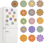 Qiuqi 16 dalių paveikslas pagal skaičius mandala magnetai, deimantų tapybos &scaron;aldytuvo magnetai, paveikslas pagal skaičius vaikams suaugusiems, 5d deimantų tapybos mandala namų sienų dekorui, dovanos mergaitėms