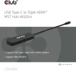 Club3d Mst &scaron;akotuvas Usb 3.2 Type C 3x Hdmi 4k60hz Male / Bu Retail