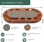 Pfotenolymp&reg; kačių žaidimų aik&scaron;telė &ndash; interaktyvus žaislas katėms/draskyklė i&scaron; gofruoto kartono &ndash; draskyklė &ndash; žaislas su maistu, kamuoliuku ir katžole