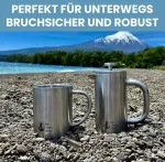 Kavos aparatas One World Coffee&reg; prancūzi&scaron;kas presas ir puodelis, nerūdijančio plieno kavos dovanų rinkinys, skirtas naudoti lauke (nerūdijantis plienas)