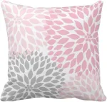 Yisumei dekoratyvinis pagalvėlės užvalkalas 50 x 50 cm namų dekorui, sofos pagalvėlės užvalkalai, rožinė pilka dahlia su gėlėmis