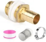 Swawis vandens talpyklos perėjimas, talpos perėjimas 3/4 colio vidinis sriegis 1 colio i&scaron;orinis sriegis + žarnos antgalis 25 mm vandens talpos jungtis su sandarikliais, filtro statinės jungtis, žalvarinis talpos kanalas lietaus statinei
